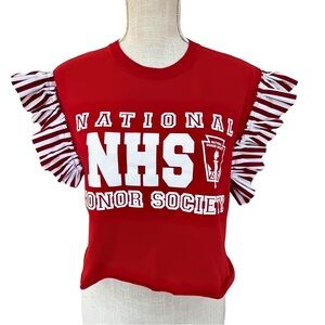 Vintage National Honor Society Red Ruffle Short Sleeve Tee